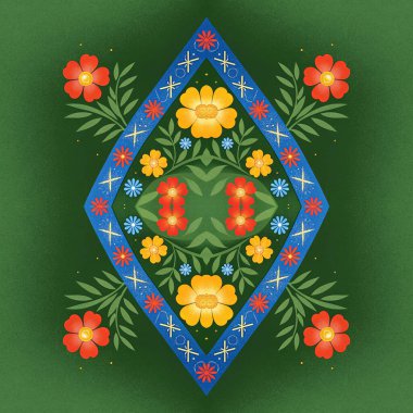 Çiçek ve yaprakları ile vektör çiçek seamless modeli.