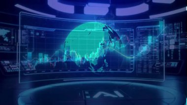 Dünya ve dünya haritası ile iş arayüzünün dijital bileşimi