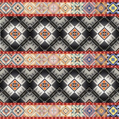 Renkli etnik unsurlara sahip kusursuz desen