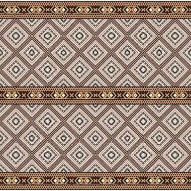 Kahverengi ve beyaz renklerde pürüzsüz etnik desen