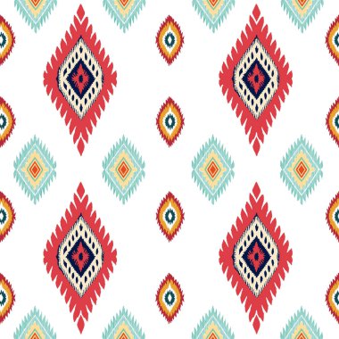 Renkli üçgenleri olan kusursuz etnik kabile desenleri. Geometrik arkaplan. vektör illüstrasyonu