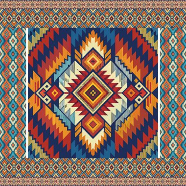 Etnik boho kusursuz desen. Geleneksel geometrik desen. Renkli motif. Tekstil kumaşı. halk motifi.