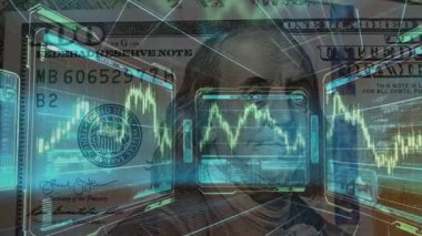 Forx Grafik 'in dolar banknotlarının üzerine çok sayıda pozlama. Finans piyasası kavramı.