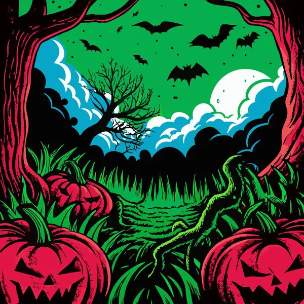 Siyah yarasalar ve örümceklerle cadılar bayramı teması