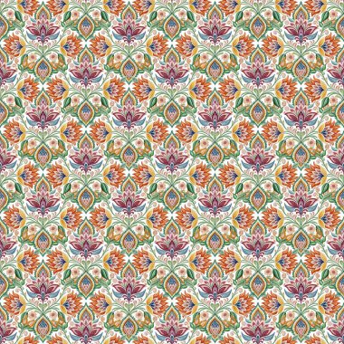 Suluboya çiçekli kusursuz desen, çiçek süsü. Gri arka planda el boyası..