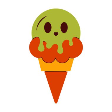 Kirazlı tatlı dondurma, vektör çizimi