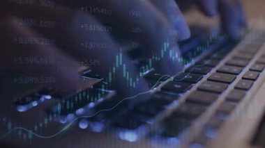 Bilgisayar arkaplanı, konsept, muhasebe ve muhasebe kavramında soyut finansal diyagram ve el yazısının iki katına çıkarılması