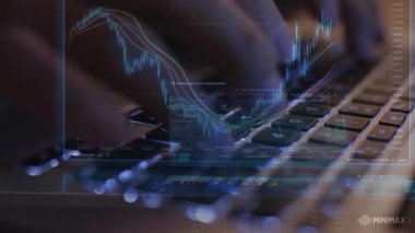 İşadamı dizüstü bilgisayarda klavye kullanıyor. borsa ticareti.