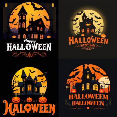 Cadılar Bayramı vektör dizaynı Mutlu Cadılar Bayramı logo şablonları.