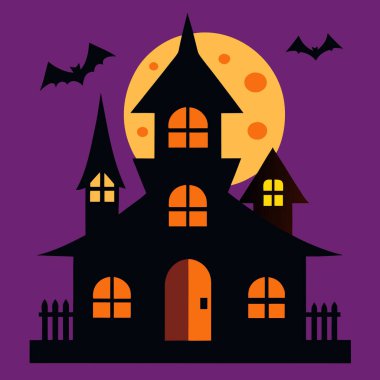 Cadılar bayramı balkabağı ve kale vektör tasarımı