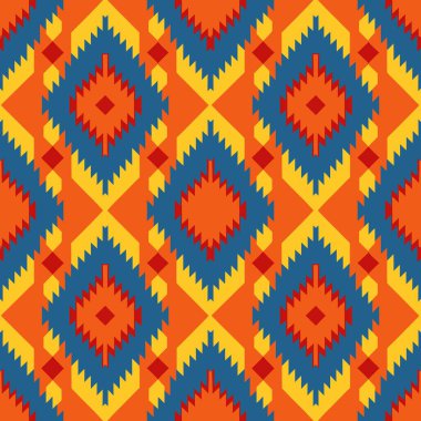 Etnik, pürüzsüz bir model. Geometrik şekilli renkli arkaplan