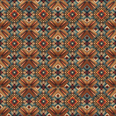 Soyut kaleydoskop kumaş tasarımlı etnik model.