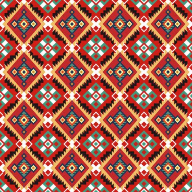 Soyut kaleydoskop kumaş tasarımlı etnik model.