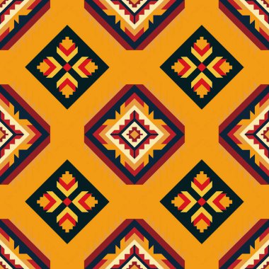 Soyut kaleydoskop kumaş tasarımlı etnik model.