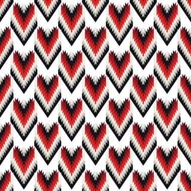 Kırmızı ve siyah, beyaz renklerde kusursuz desen.