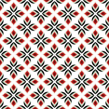 Kırmızı, siyah ve beyaz renkli soyut geometrik desen