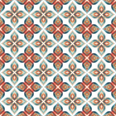 Mavi ve kahverengi renklerdeki renk çiçeklerinden yapılmış kusursuz geometrik desen