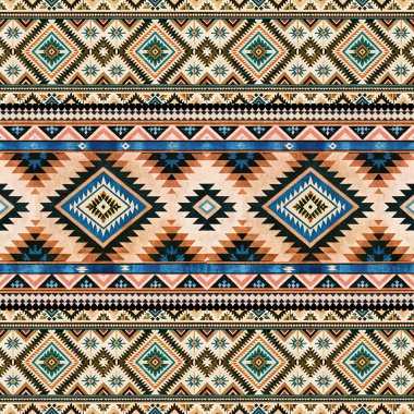 Aztek süsü ile kusursuz desen. vektör illüstrasyonu