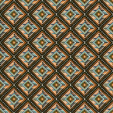 Lekeli olarak etnik çok renkli soyut desen. Klasik sanatla kusursuz tekstil arkaplanı