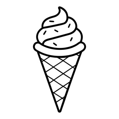 Dondurma külahının Siyah ve Beyaz Çizgi Sanat Vektörü