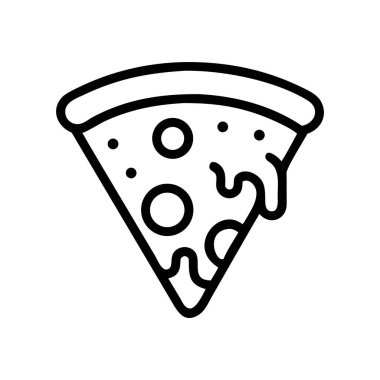 Pizza Vektör Hattı Sanat Minimum Siyah ve Beyaz Çizim