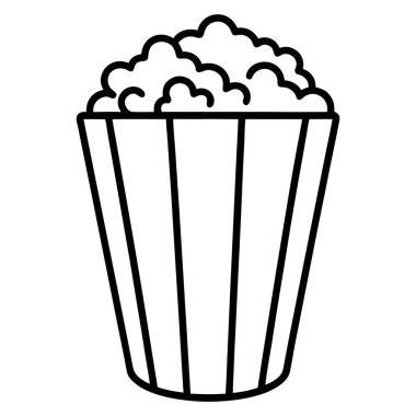 Minimal Popcorn Box Vector Illustration in Black and White
