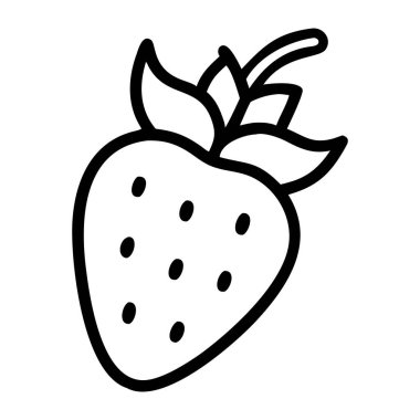 Asgari Siyah ve Beyaz Çilek Çizgisi Sanat Vektörü
