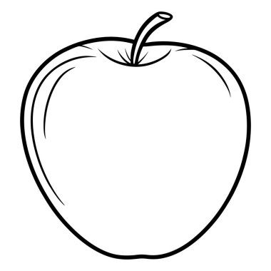 Siyah ve Beyaz Minimal Apple Doodle Vektör Çizgisi Sanatı