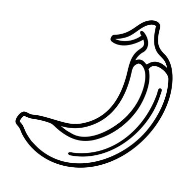 Minimum Siyah ve Beyaz Biçimli Muz Çizgisi Sanat Vektörü