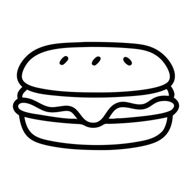 Siyah ve Beyaz Minimalist Burger Vektör Çizgi Sanatı