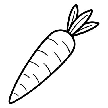 Minimal Siyah ve Beyaz El Çizimi Havuç Vektörü İllüstrasyonu