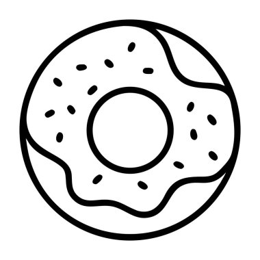 Siyah ve Beyaz Donut Çizgisi Sanat Vektörü Minimum Biçimi