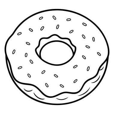 En Küçük Çizgi Sanatında Siyah ve Beyaz Donut Çizimi