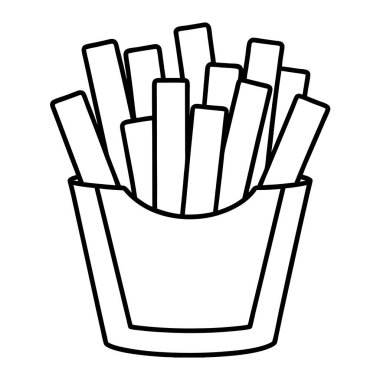 Fransız Kızartma İllüstrasyonunun Asgari Siyah ve Beyaz Vektörü