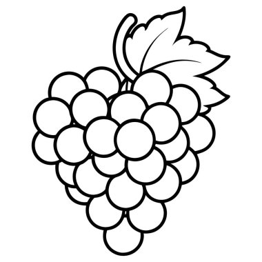 Siyah ve Beyaz Üzümler Doodle Vektör Çizgisi Sanatı