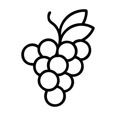 Siyah ve Beyaz Vektör Çizgisi Üzüm Tasarımı Sanatı