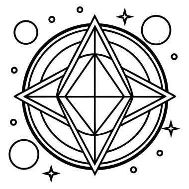 Siyah-Beyaz Minimum Geometri Çizgi Sanat Vektörü