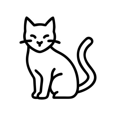 Minimalist Siyah ve Beyaz Kedi Simgesi Vektör Biçiminde