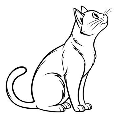 Temiz Tek Renk Biçimli Modern Kedi Çizgisi Çizimi