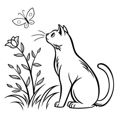 Minimalist Biçimli Basit Vektör Kedi Tasarımı