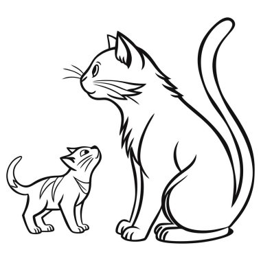 Kedi Koleksiyon Çizgisi Siyah-Beyaz Resimlerinde Sanat