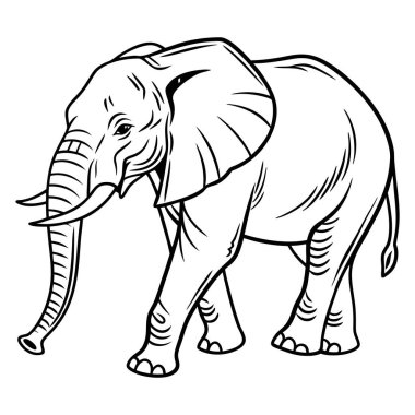 Beyaz Arkaplanda İzole Edilmiş Basit Fil Vektör Çizgisi