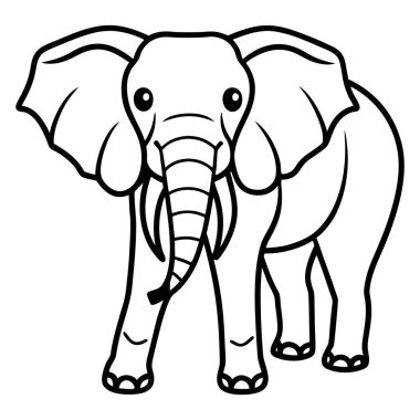 Vektör Satırı Sanat Biçiminde Soyut Fil Çizimi