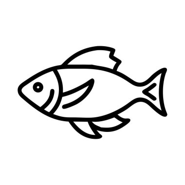 Basit Balık Vektör Çizgisi Beyaz Arkaplanda İzole Edildi