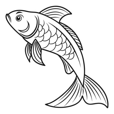 Okyanus Temalı Tasarımlar için Basit Balık Özeti Çizimi