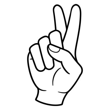 Temiz Siyah ve Beyaz El Sembol Vektörü İllüstrasyonu