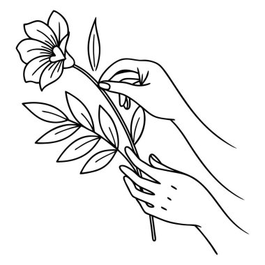 Çağdaş El Vektörü Çizim Özeti Çiçeği