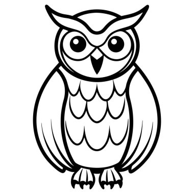 modern minimal baykuş vektörü siyah beyaz çizgi sanatı