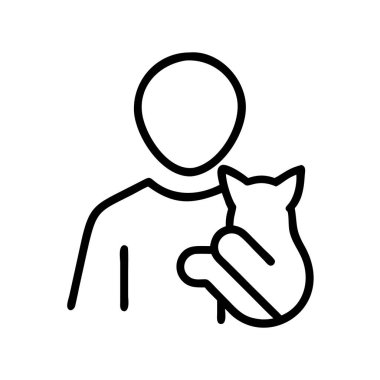 evcil hayvan çizgisi tasarımı olan siyah ve beyaz insanlar