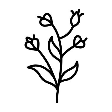 Yaban çiçeği minimalist siyah beyaz vektör çizgisi sanat grafiği